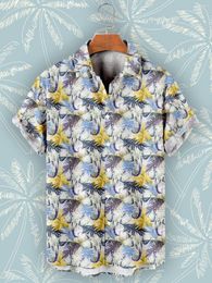 Men's Casual Shirts Hawaiian Shirt Summer Beach Clothing Fashion Men 2023 Short Sleeve Elephant Print Oversized 5XL Social For Formal