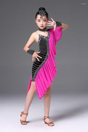 Stage Wear Latin Dress Kids Fringe Ballroom Tango Samba Dance Competition Dresses Fashion Children Sequin Modern