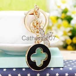 Key Rings Keychains Beautiful Four-leaf Clover Keychain Exquisite Metal Fashion Car Pendant Key Ring Women's Bag Charm Gift J230706