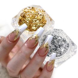 Nail Glitter Flakes Glitter Aluminum Foil Sequins Chrome Powder Nails Irregular Sticker Paillettes Art Manicure Decor Accessories LACB0108 230705