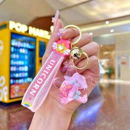 Pink Glow Keychain Creative Flowing Sand Bottle Keychain Women's Bag Pendant Car Keychain Small Jewellery Cute Gift Wholesale