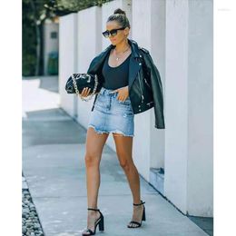 Skirts High Waist Hole Straight Bag Hip Women 2023 Summer Washed Loose Casual Temperament Sexy Denim Female Fashion Wild