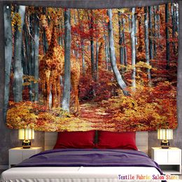 Tapestries Tapestry Giraffe Hidden Beautiful Foliage Wall Bedroom Curtains Painting Autumn Landscape Fabric Aesthetic Decoration