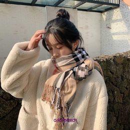 Factory Designer Original Bur Home Winter scarves online store Scarf Women's 2023 Autumn and New Check Imitation Cashmere Warm Tassel Shawl 2L1M