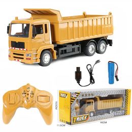 ElectricRC Car Rc Car Dump Truck Vehicle Toys For Children Boys Xmas Birthday Gifts Yellow Color Transporter Engineering Model Beach Toys 230705