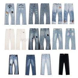 Mens Designer jeans European and American GD High Street Hole rock jeans Washed Pants