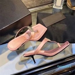 2023-silk fabric diamond slippers girls high 4.5cm square toe letter decorative slippers designer patent size 34-40