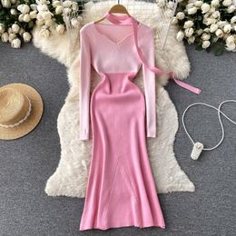 Casual Dresses Woman Party Y2k Sexy Aesthetic Trumpet Mermaid V Neck Autumn Winter Girl Ins High Waist Harajuku Female Clothing