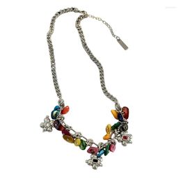 Chains Colourful Flower Choker Necklace For Women Girls Sweet Cool Clavicle Chain Korean K3KF