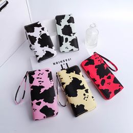 10pcs Wallets Women PU Cow Prints Square Long Credit Card Holder