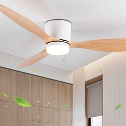 Modern Led Ceiling Fan Without Lights DC Motor 6 Speeds Timing Fans Low Floor Loft Remote Control Decorative Fan With Light