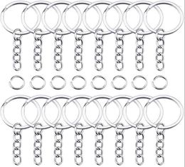 Keychains Keyring Keychain Split Ring 100pcs Metal Blank Rings Keyfob Key Pendant Chains