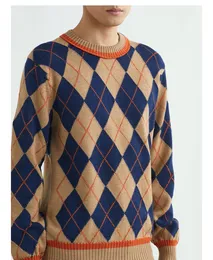 Mens Sweaters Spring Diamond Plaid Wool Sweater Pullover