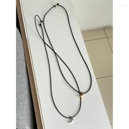 Pendant Necklaces E0BE PUleather Corded Necklace Moon Charm Adjustable Length Rope Collarbone Chain Trend Choker