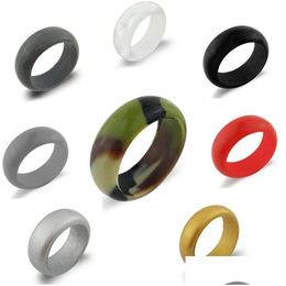 Band Rings Wholesale Sile Women Men Hypoallergenic O-Ring Comfortable Lightweigh Ring For Couple Fashion Design Jewelry In D Dhmif