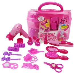 Beauty Fashion Kids Makeup Toys Princess Pretend Play Pink Make Up Set Hairdressing Simulation For Girls Dressing Game 230705