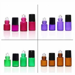 1ML 2ML 3ML Empty Amber Glass Essential oil Roll On Bottle with Stainless Steel Metal Ball for Perfume Oils