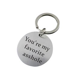 PIXNOR You're My Favourite Asshole Key Chain Stainless Steel Keyring Funny Keychain for Boyfriend Husband Valentine's Gifts262e