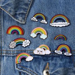 Pins Brooches Rainbow Clouds Enamel Pin White Children Bag Clothes Lapel Badge Weather Brooch For Kids Girls Fashion Jewellery Drop De Dhmya