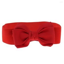 Belts Vintage Elastic Bowknot Wide Waist Belt Stretchy Bow Dress For Women