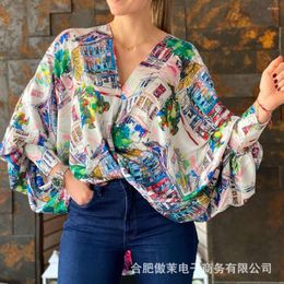 Women's Blouses Elegant Chic Spring Woman Tops Long Sleeve Womens Street Casual Ladies Vintage Print Loose T-shirt Fashion Clothes