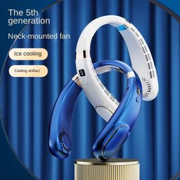 1pc, Portable Neck Fan With LED Display, Rechargeable Hands Free Bladeless Fan, 5Speeds Operated Wearable Personal Fan, Summer Essential