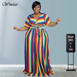 Women's Plus Size Pants M5XL Two Piece Ski Set Wholesale Stripe Print Elastic Waist Holiday Dress 230705