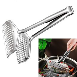 BBQ Grills Barbecue Cooking Tongs Stainless Steel Fried Fish Flipping Spatula Clip For Beef Steak Bread Grilling Tools 230706