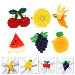 Dinnerware Sets 6 Pcs Fruit Napkin Buckle Party Serviette Ring Holder Wedding Decorationsations Clasp Shaped Plastic Holders Banquet Summer