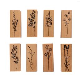 Storage Bottles 8 Pcs Wooden Seal Stamp Stamps Decor Alphabet Flower Set Mounted Rubber Craft