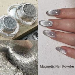 Nail Glitter Silver Cat Magnet Nail Powder Glitter Nail Shinning Effect Chrome Pigment Dust UV Gel Polish Nail Art Decorations 230705