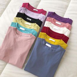 Women's T Shirts Heliar Women Cotton Plain T-Shirt Female Tops O-Neck T-shirts Fashion INS Girls Tees Casual For Summer