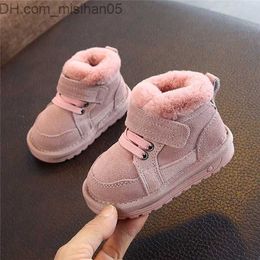 Boots Sizes 21-35 Newborn Children's Snowy Boots Unisex Leather Boys and Girls' Shoes Warm Winter Cotton Infant Sneakers Soft Bottom Z230710