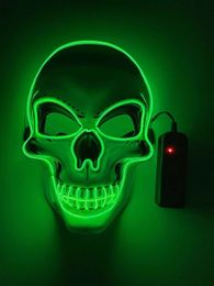 Party Masks Halloween LED Skull Neon Lighting Mask Horror Ghost Head Men Women Funny Party Luminous Glow Dark Skeleton Cosplay Costume Props 230706