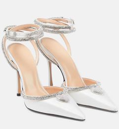 Elegant Drill buckle heart-shaped sandals Womens pike Crystal-Embellished Bow Platform Sandals chain decoration women Wedding Dress Walking EU35-43