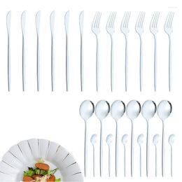 Flatware Sets Serving Set 24pcs Stainless Steel Cutlery For 6 People Material Supplies Lunch Dinner