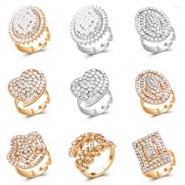 Wedding Rings MINHIN Original Design Oval Leaves For Women Gold Silver Color Crystal Fashion Engagement Elegant Jewelry