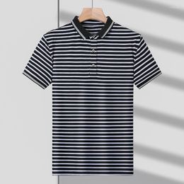 Men's Polos Classic Striped Polo Shirt Cotton Short Sleeve 2023 Summer Plus Oversize 4XL