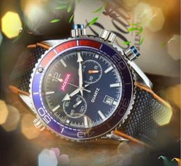Crime Premium Mens Full Functional Wristwatch 43mm Quartz Movement Male Time Clock Watch Nylon Band Sapphire Glass Lumious Timer Wristwatch Montre De Luxe