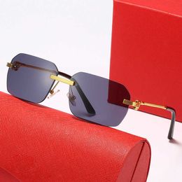 Fashion carti top sunglasses 2023 new frameless for men and women trend metal Fried Dough Twists leg optical glasses with original box