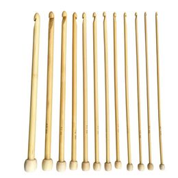 Sewing Notions & Tools 12Pcs Set 25Cm Natural Colour Bamboo Single Pointed Afghan Tunisian Crochet Hooks Needles229p