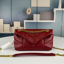 Yslssbag ysla Chain Puffer Crossbody Bags Highest quality Envelope Flap Shoulder Bag Cloud Quilted Red Handbags Purse Genuine Leather Fashion Letters Women Solid C