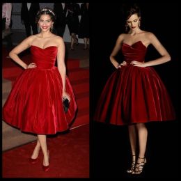 2023 Dark Red Prom Dresses Veet Sleeveless Knee Length A Line Custom Made Ruched Pleats Evening Gown Formal Ocn Wear Vestidos Plus Size 403 403