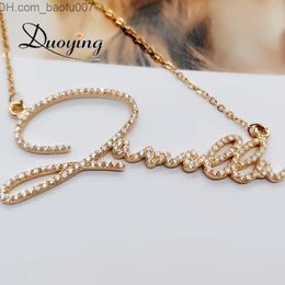 Pendant Necklaces Duoying Zirconia Initial Letter Necklace Women's Personalized Necklace Name Crystal Pendant Necklace Mother Gift Z230707