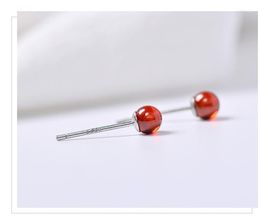 Stud Earrings 925 Sterling Silver Red Ball For Women 2023 Trend Personality Lady Fashion Jewellery