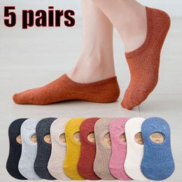 Women Socks 5pairs Invisible Boat Summer Ultra-thin Cotton Sock Breathable Silicone Non-slip Ankle Low Girls Sox Calcetines