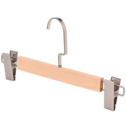 Wooden Hangers with Clips Trouser Clamp Hanger for Pants and Skirt Adults Children Rack Anti-skidding SN4411