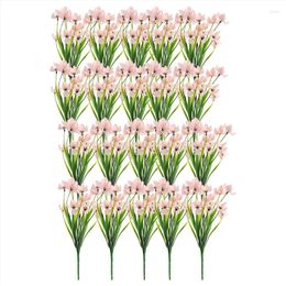 Decorative Flowers 20 Bundles Artificial Hydrangea Silk Heads Fake Outdoor Indoor No Fade Faux Greenery (Pink)