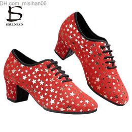 Dress Shoes Latin Dance Shoes Women's Ballroom Salsa Dance Shoes 5cm High Heel Shoes Suede Cowboy boot Adult Tango Shoes Red Women's Jazz Dance Shoes Z230712