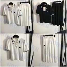 Designer Dress Set Womens Polo Shirt Embroidered Logo Short Sleeve Tops High Waist Skirt Two Colours
